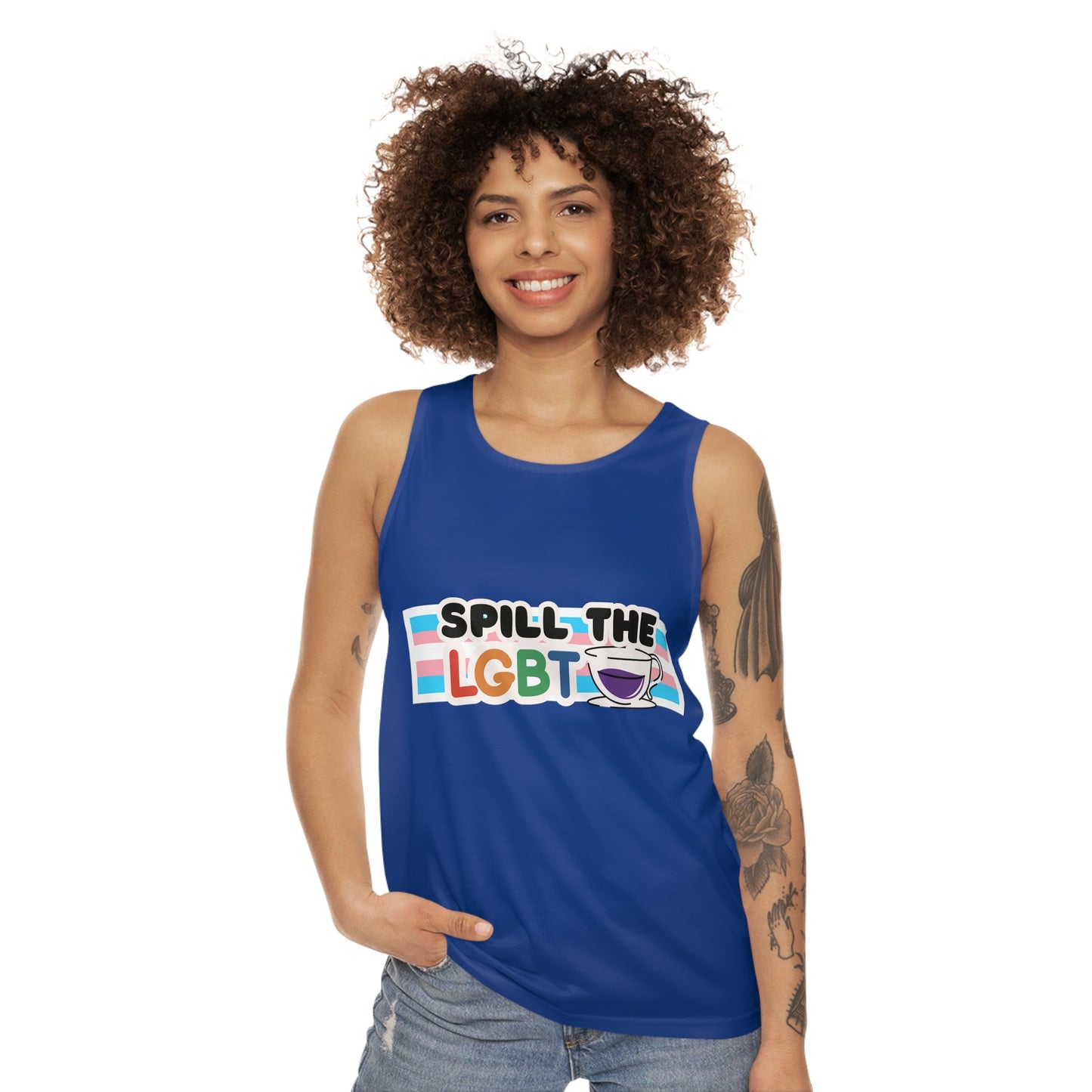 Spill the Tea Tank Top: Indigo