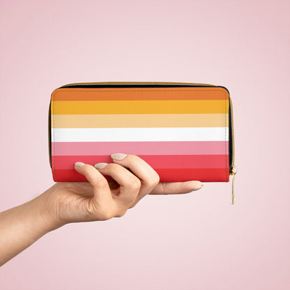 Raspberry Lesbian Flag Zipper Wallet