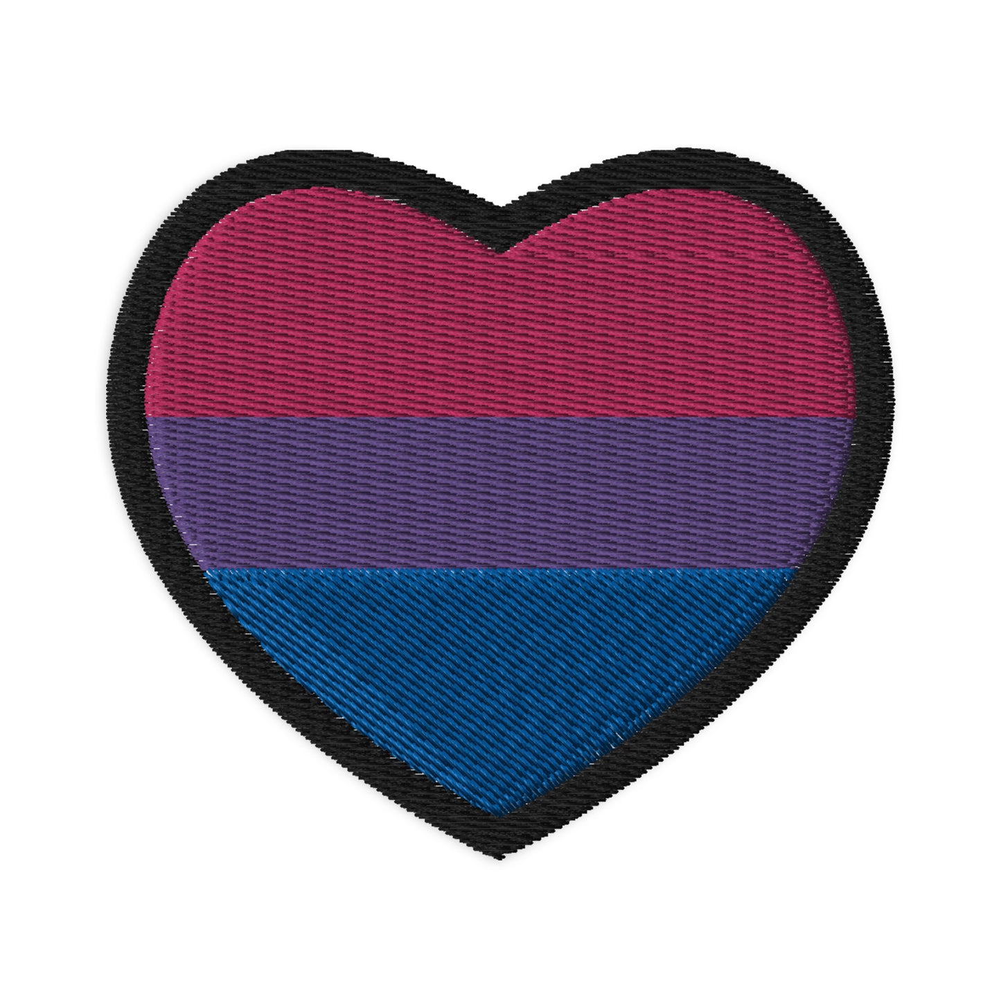 Bi Pride Embroidered patches, Heart-shaped