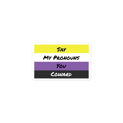 Say my Pronouns, Non-binary Pride sticker