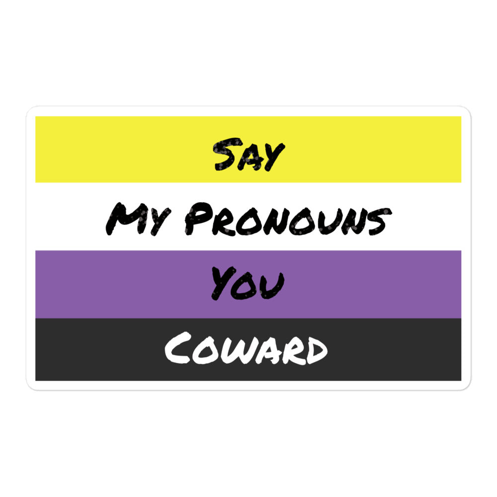 Say my Pronouns, Non-binary Pride sticker
