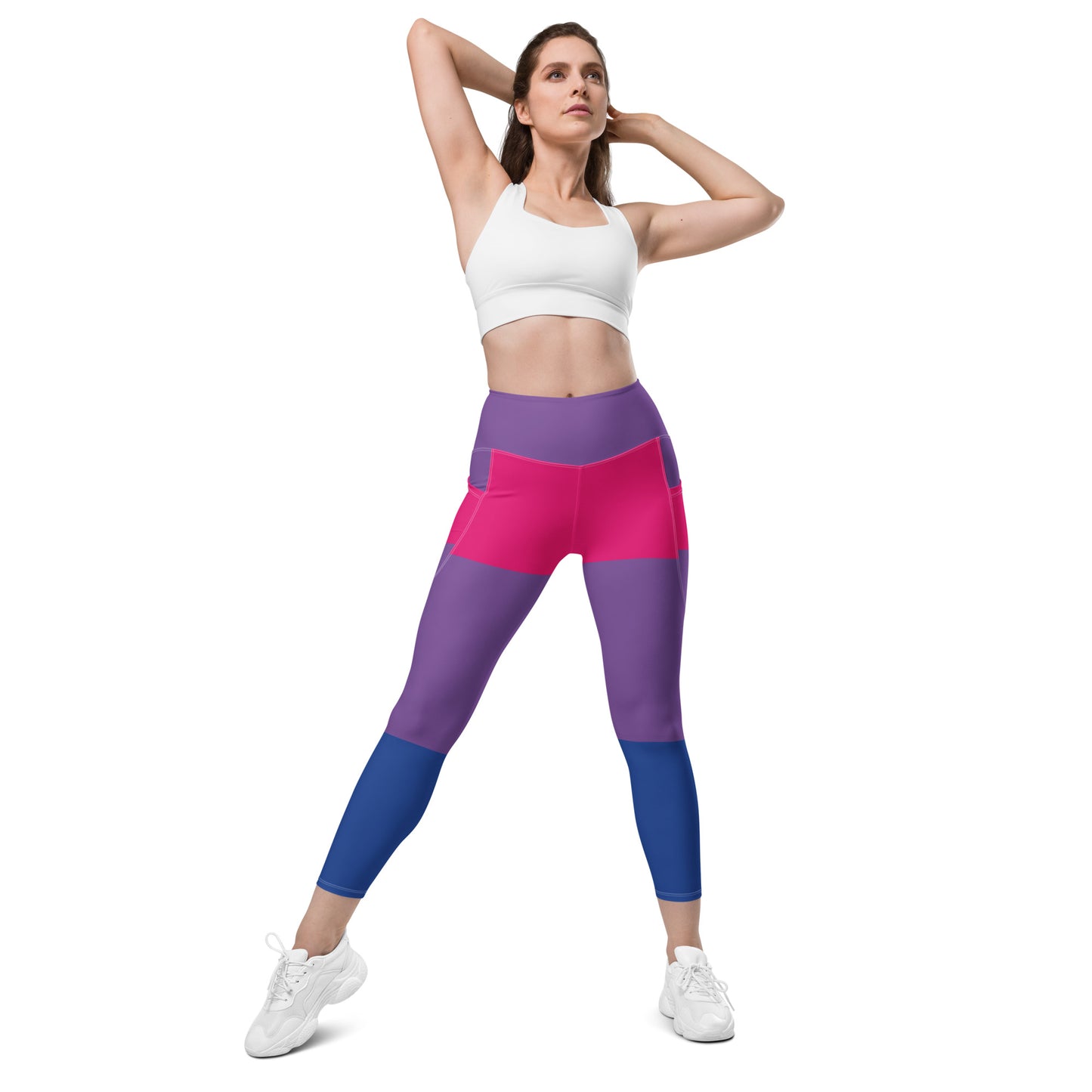 Leggings with Pockets: Bi Pride Colors