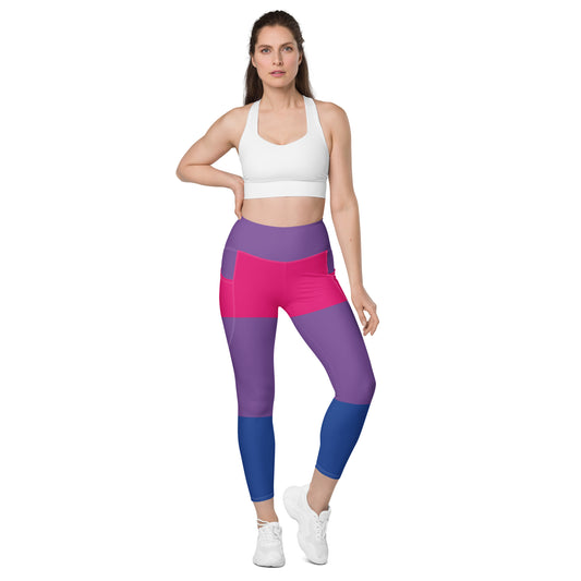 Leggings with Pockets: Bi Pride Colors