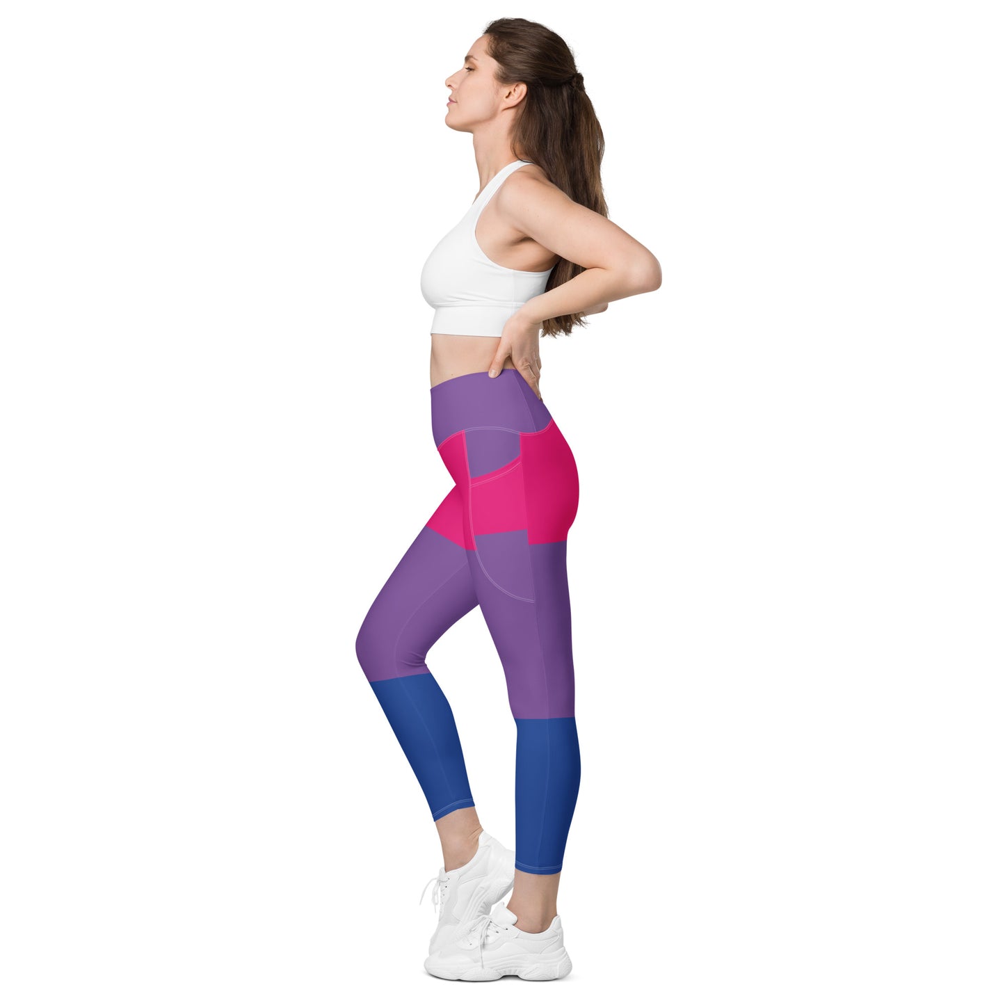 Leggings with Pockets: Bi Pride Colors