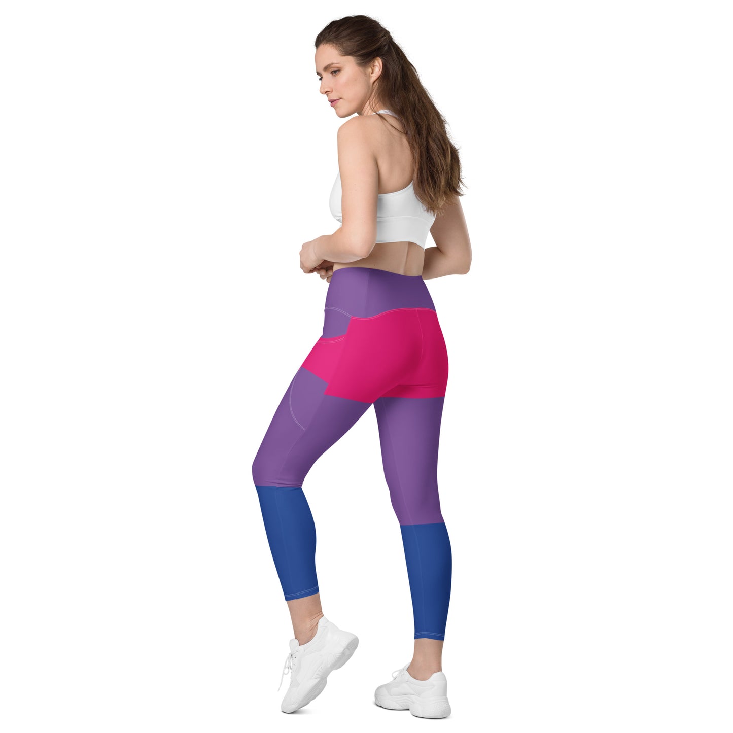 Leggings with Pockets: Bi Pride Colors