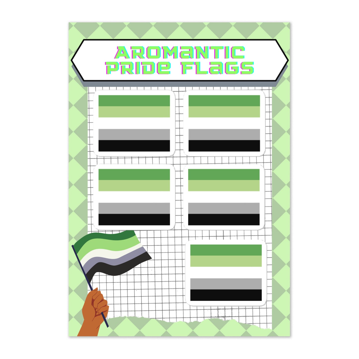 Aromantic Pride Flag Sticker sheet