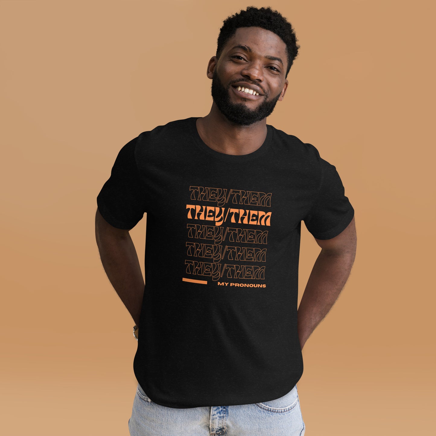 They/Them Prnoun Shirt: Orange Font