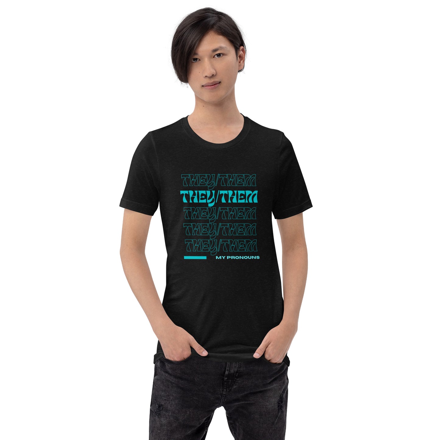 They/Them Prnoun Shirt: Aqua Font