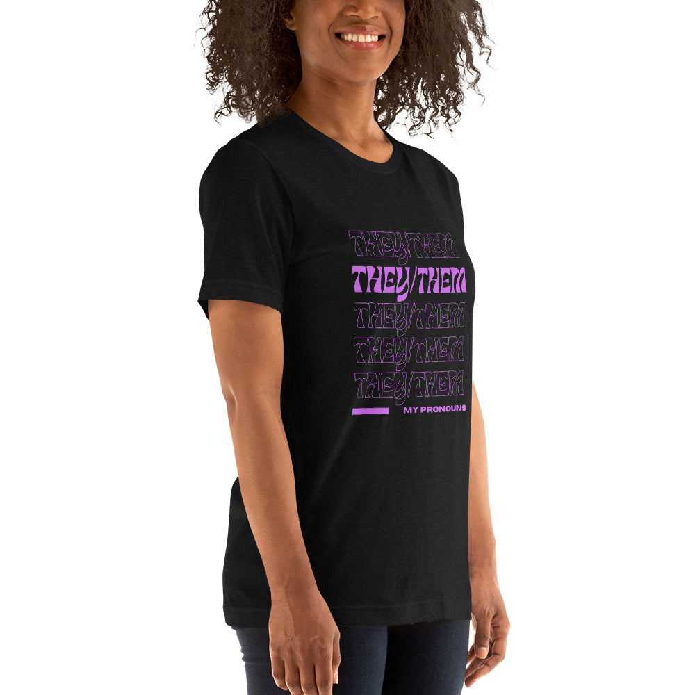 They/Them Prnoun Shirt: Purple Font