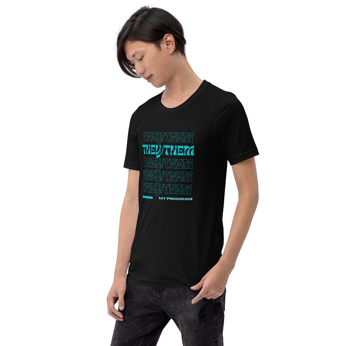 They/Them Prnoun Shirt: Aqua Font