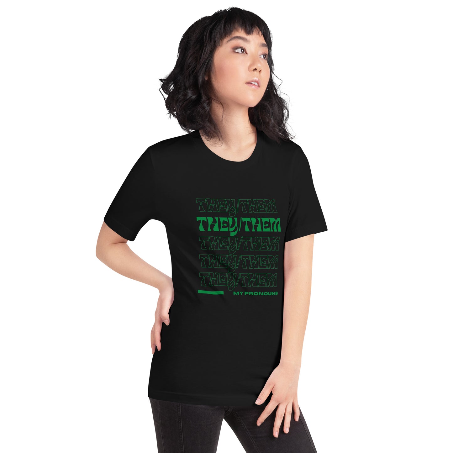 They/Them Prnoun Shirt: Green Font