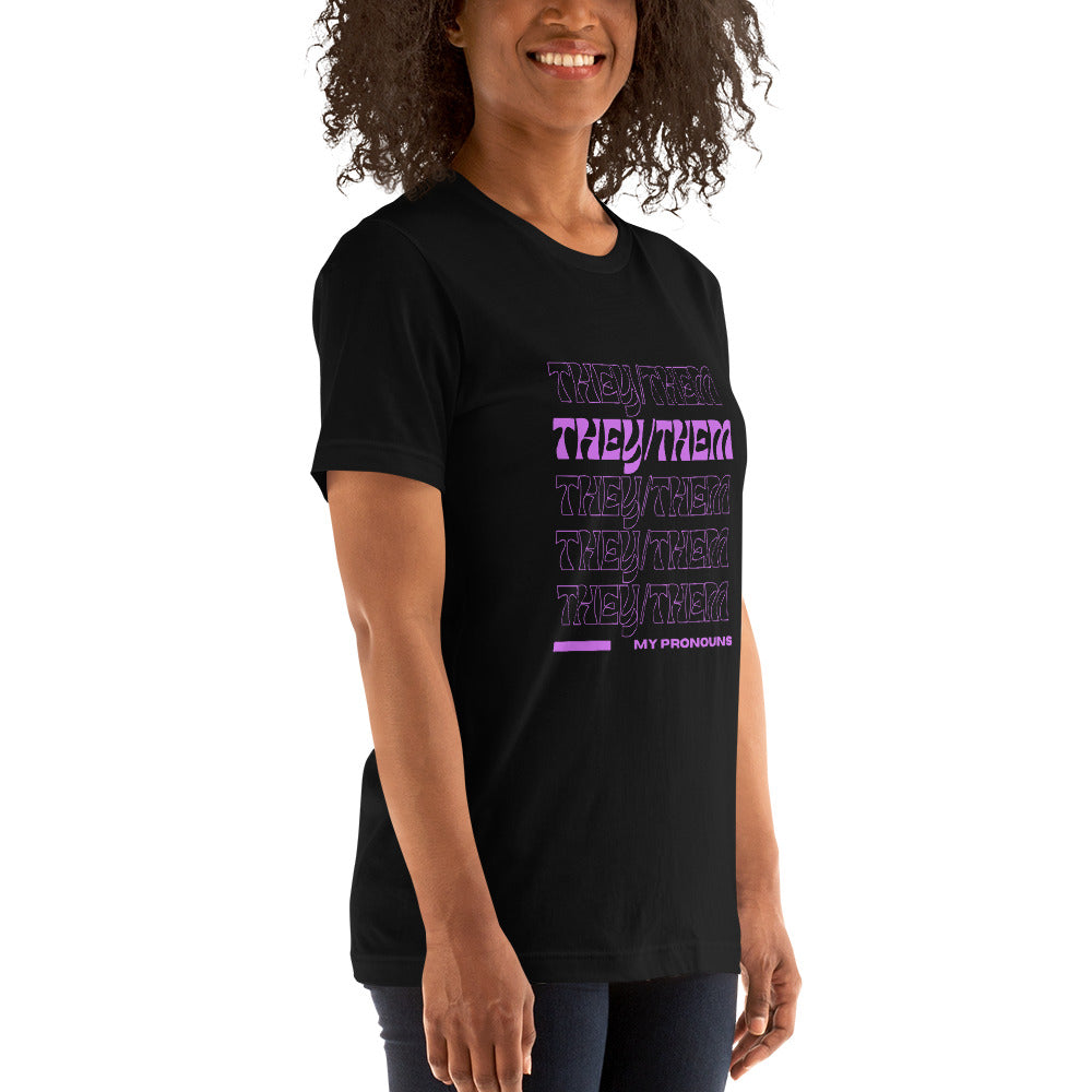 They/Them Pronoun Shirt: Purple Font