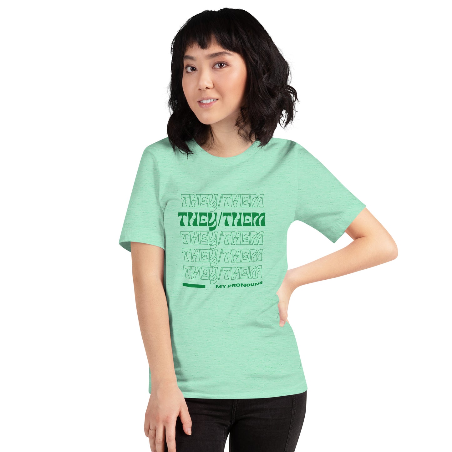 They/Them Prnoun Shirt: Green Font