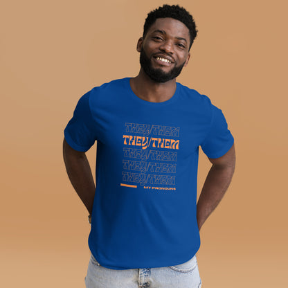 They/Them Prnoun Shirt: Orange Font