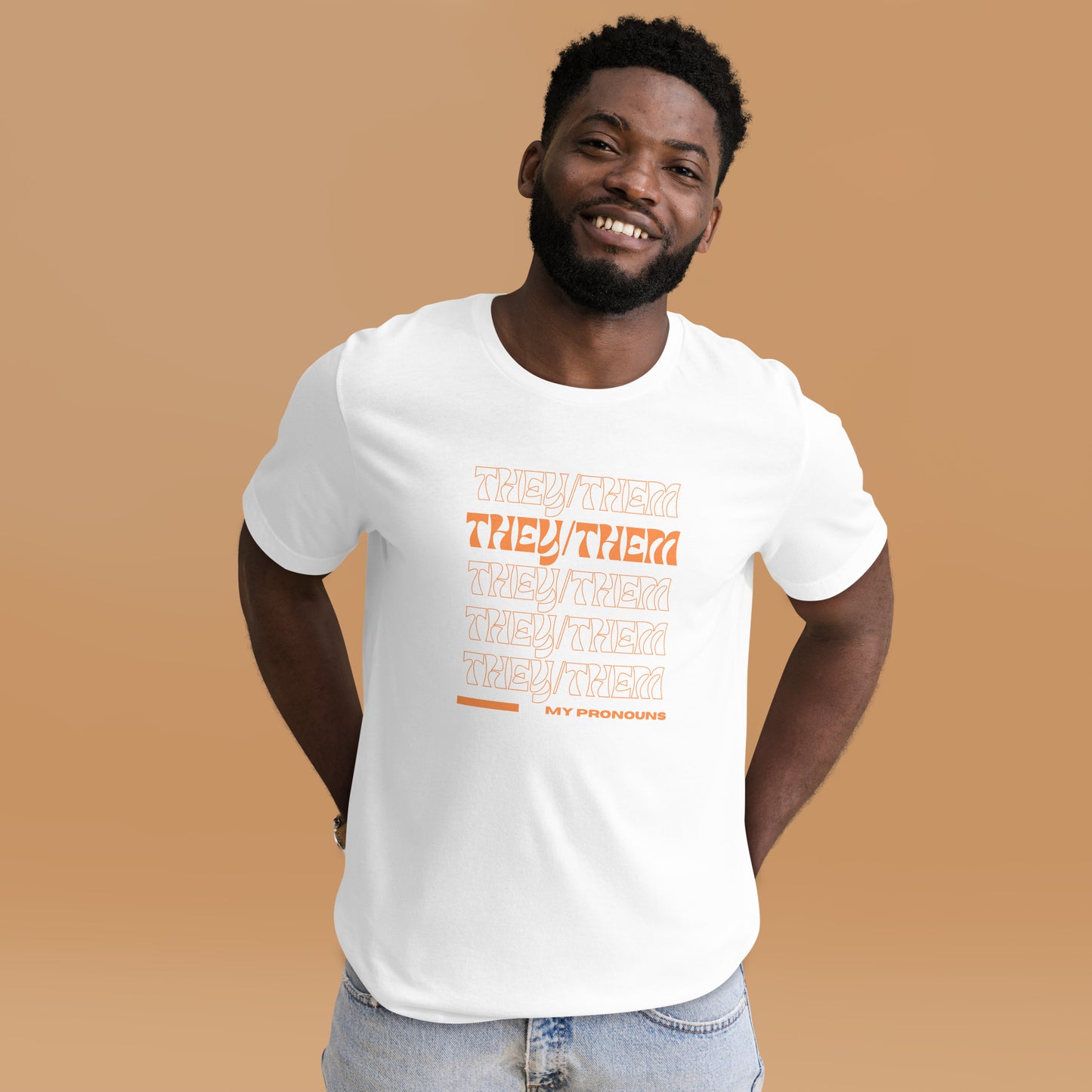 They/Them Prnoun Shirt: Orange Font