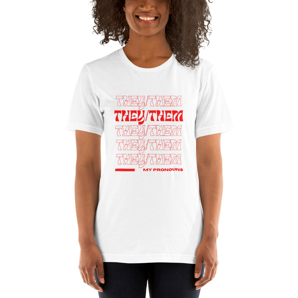 They/Them Prnoun Shirt: Red Font