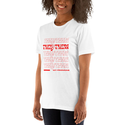 They/Them Prnoun Shirt: Red Font