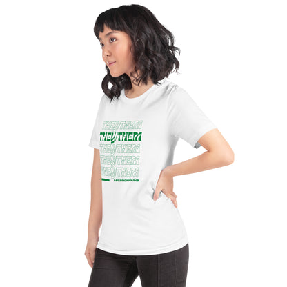 They/Them Prnoun Shirt: Green Font