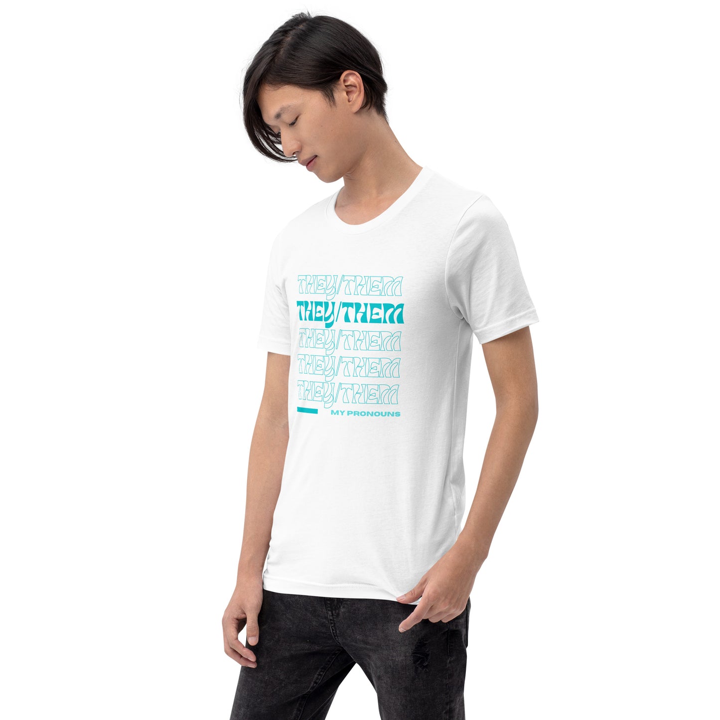 They/Them Prnoun Shirt: Aqua Font