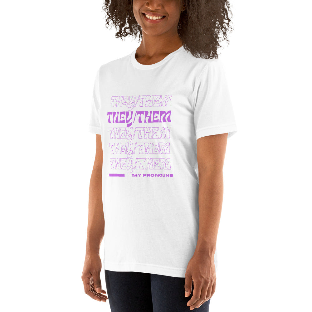 They/Them Pronoun Shirt: Purple Font